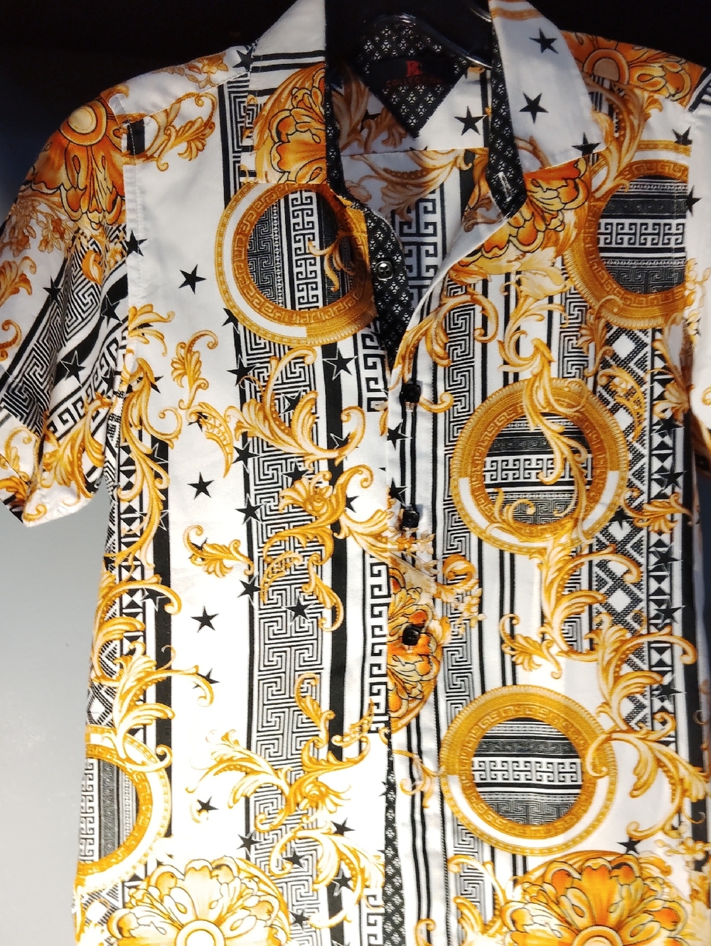 Boys White & Gold Baroque Print Short-Sleeve Shirt Versace 8 10